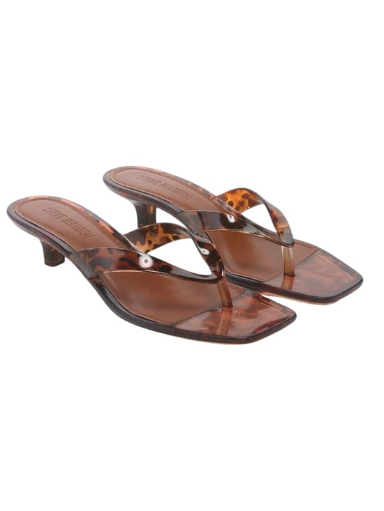 Steve Madden Shoes - NEW!!Steve Madden Tortoiseshell Brown Kitten Heel Thong Sandals Sz 6.5